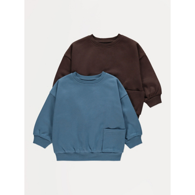 George Pocket Crew Neck Sweatshirts 2 Pack - Chocolate Brown