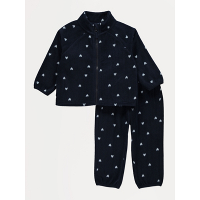 George Navy Heart Zip Fleece and Joggers Set - Charcoal Grey