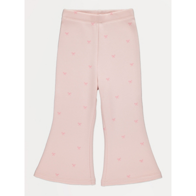 George Pink Bow Fleece Lined Flared Leggings