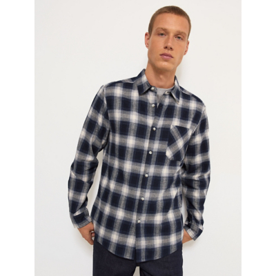 George Navy Checked Long Sleeve Flannel Shirt