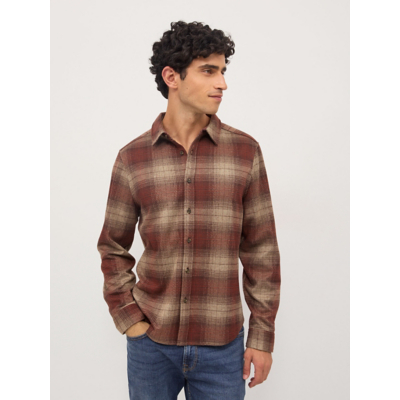 George Rust Check Knit Flannel Long Sleeve Shirt