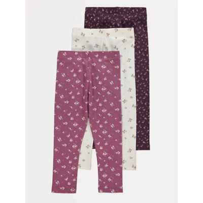 George Purple Floral Leggings 3 Pack