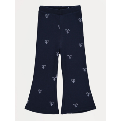 George Navy Flower Fleece Lined Flared Leggings