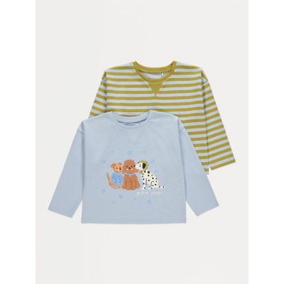 George Blue Dog Striped Long Sleeve Tops 2 Pack