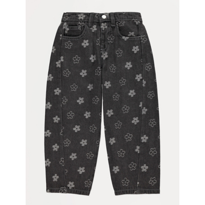 George Grey Flower Barrel Leg Jeans - Charcoal Grey