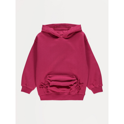 George Bright Pink Ruched Bow Pocket Hoodie - Dark Pink
