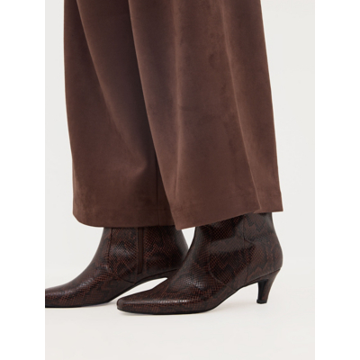 George Brown Snakeskin Kitten Heeled Ankle Boots - Chocolate Brown