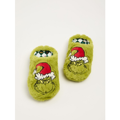 George The Grinch Faux Fur Mule Slippers - Green