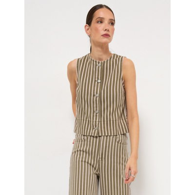 George Khaki Stripe Denim Co Ord Waistcoat