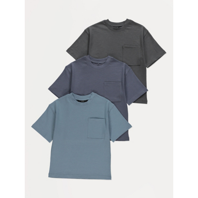George Blue Chest Pocket Crew Neck T-Shirts 3 Pack