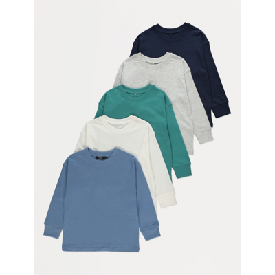 George Long Cuffed Sleeve T-Shirts 5 Pack - Multi