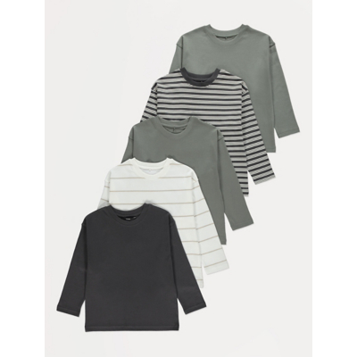 George Striped Long Sleeve T-Shirts 5 Pack - Multi
