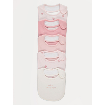 George Pink Floral Bow Bibs 5 Pack