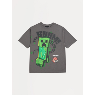 George Minecraft Charcoal Character Sequin T-Shirt - Charcoal Grey