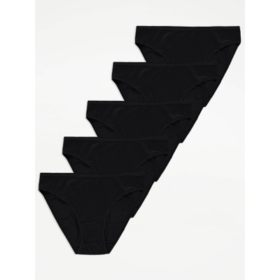 George Microfibre High Leg Knickers 5 Pack - Black