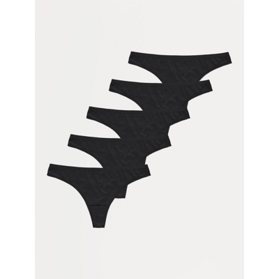 George Microfibre Thongs 5 Pack - Black