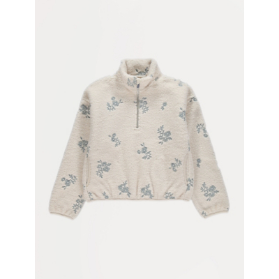 George Cream Floral Half Zip Borg Pull On Jacket