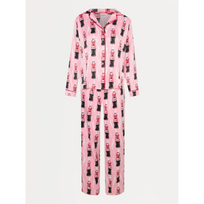 George Tickled Pink Diet Coca Cola Pink Satin Shirt Pyjamas