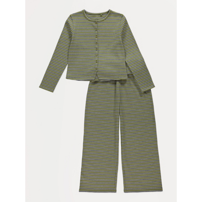George Green Striped Long Sleeve Top and Fold Over Trousers Outfit - Navy