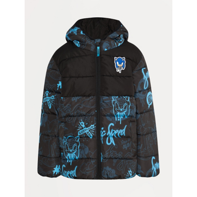 George Sonic The Hedgehog Black Padded Hooded Coat