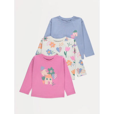 George Bright Fun Long Sleeve Top 3 Pack - Blue