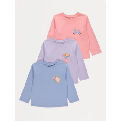 George Bright Cute Long Sleeve Tops 3 Pack - Pink