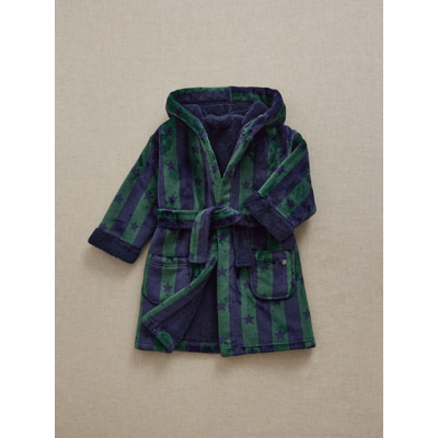 George Little Edit Bottle Green Striped Star Dressing Gown - Navy