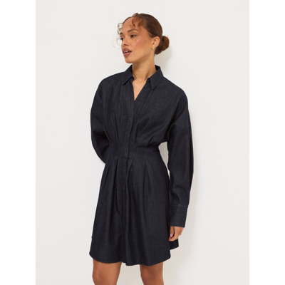 George Indigo Cinched Long Sleeve Denim Mini Shirt Dress
