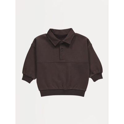 George Brown Button Collar Sweatshirt - Chocolate Brown