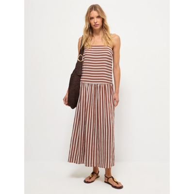 George Brown Striped Drop Hem Midi Dress