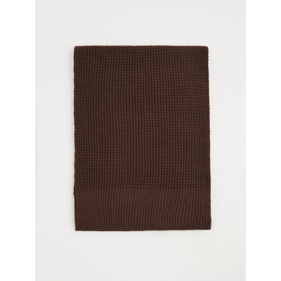George Chocolate Waffle Knitted Scarf - Chocolate Brown