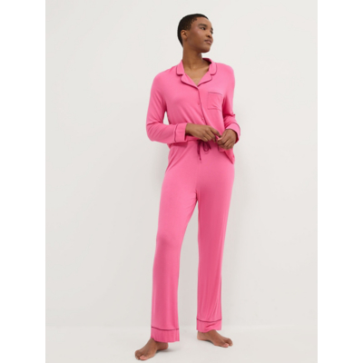 George Bright Pink Long Sleeve Shirt Pyjamas