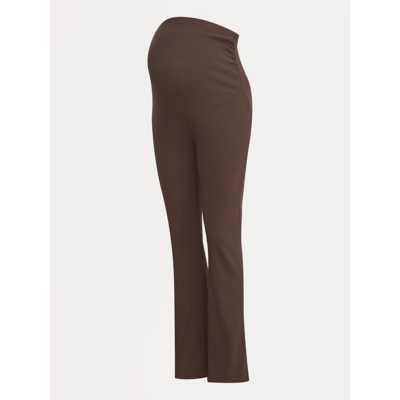 George Maternity Brown Ribbed Kick Flare Trousers - Chocolate Brown