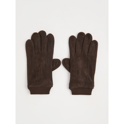 George Chocolate Brown Suede Leather Gloves