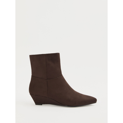 George Brown Suedette Wedge Boots - Chocolate Brown