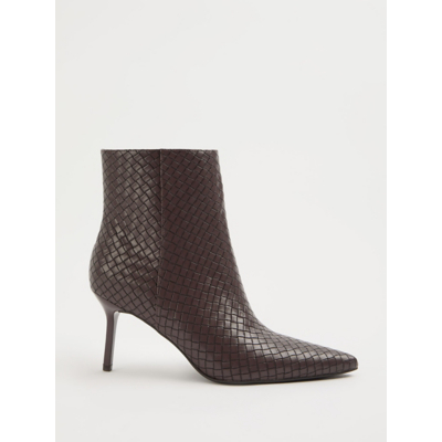 George Brown Weave Pointed Toe Heeled Boot - Chocolate Brown