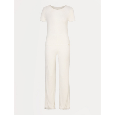 George Cream Lace Trim Ribbed Pyjamas