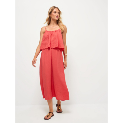 George Coral Double Layered Strappy Midi Dress - Pink