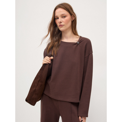 George Chocolate Metal Trim Scoop Neck Jumper - Chocolate Brown