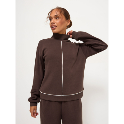 George Chocolate Front Seam Funnel Neck Co-ord Jumper - Chocolate Brown