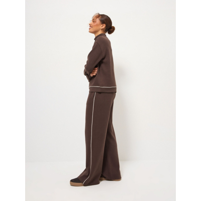 George Chocolate Side Seam Wide Leg Knitted Co Ord Trousers - Chocolate Brown
