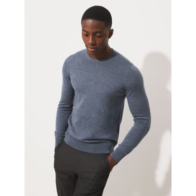 George Studio Edit Slate Blue Merino Wool Crew Neck Jumper