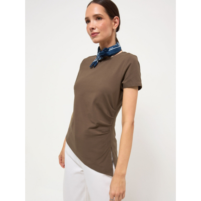 George Taupe Asymmetric Split Hem T-Shirt - Chocolate Brown