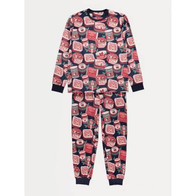 George Christmas Navy Tins Fleece Mens Matching Family Pyjamas - Multi