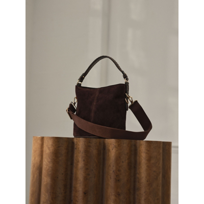 George Brown Suedette Bucket Cross Body Bag - Chocolate Brown
