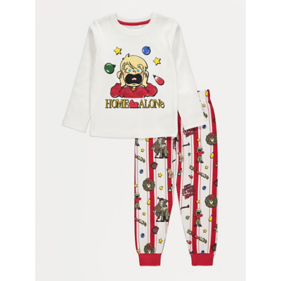 George Christmas Home Alone Striped Kids Matching Family Pyjamas - Red/Cream