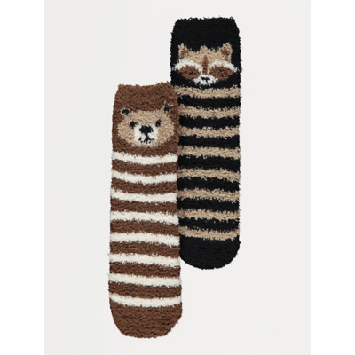 George Brown Racoon Striped Cosy Socks 2 Pack