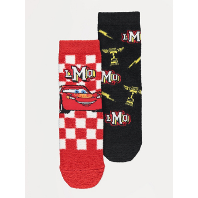 George Disney Cars Lightning McQueen Cosy Socks 2 Pack - Red
