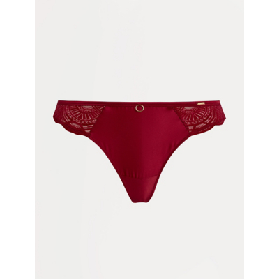 George Entice Red Satin Lace Panel Thong