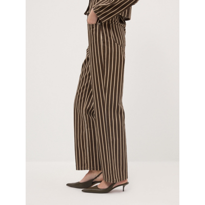 George Brown Striped Loose Straight Leg Jeans - Chocolate Brown